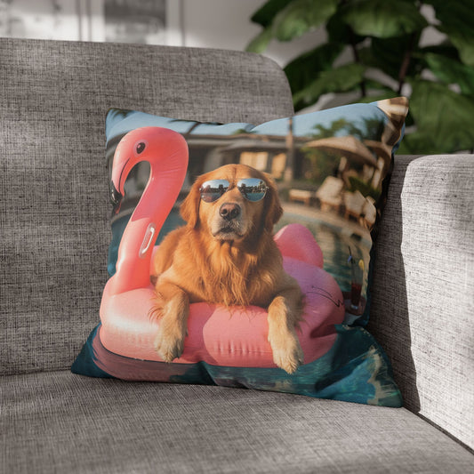 Relaxing Dog Swimming Cozy Polyester Decorative Pillowcase