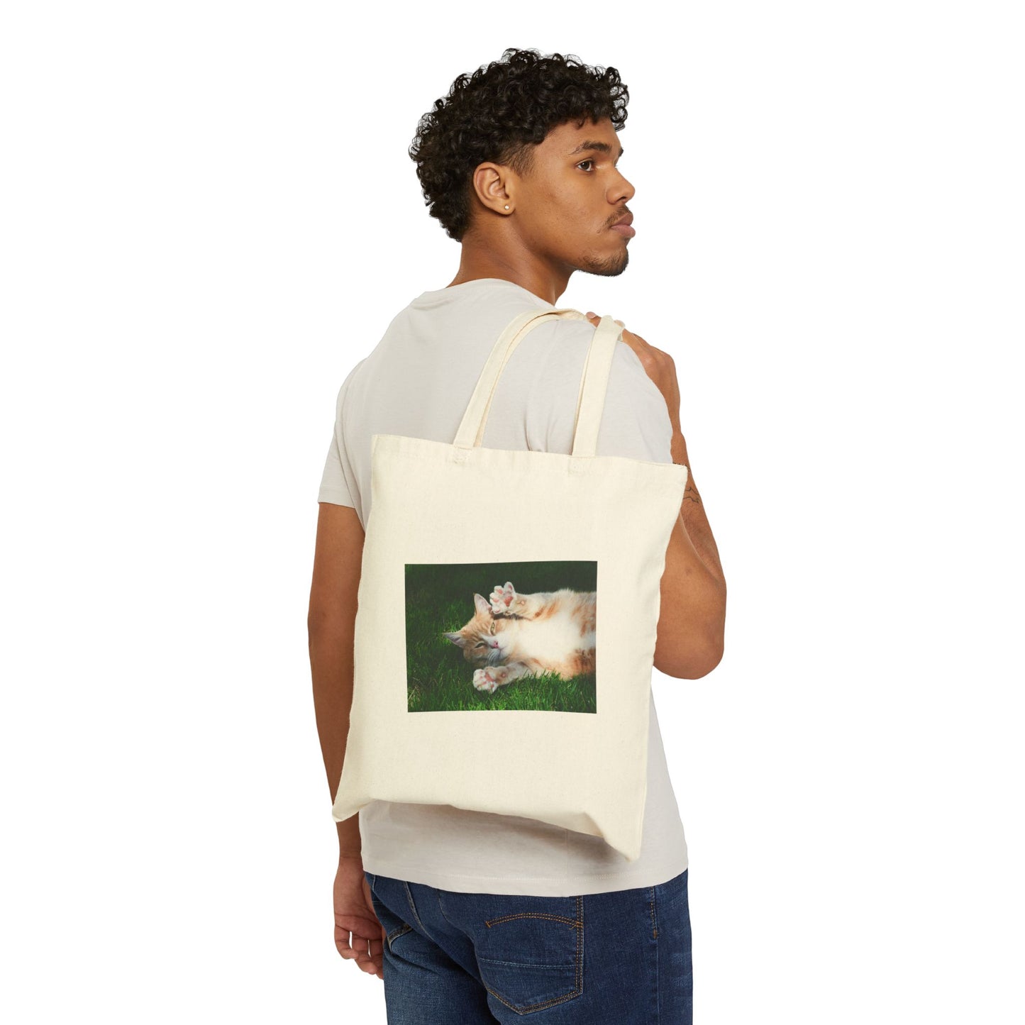 Cozy Cat Cotton Canvas Tote Bag, Pet Lover Gift, Eco-Friendly Shopping Bag, Cute Cat Art, Everyday Use, Cat Parent Essentials