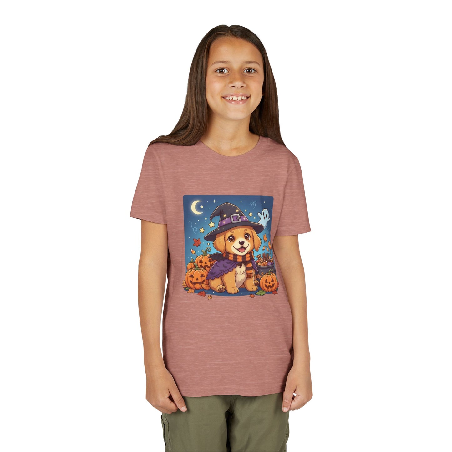 Halloween cute puppy anime style 6 Youth Tee, Short Sleeve T-Shirt, Kids Halloween Apparel, Cute Dog Tee, Fall Outfit for Children