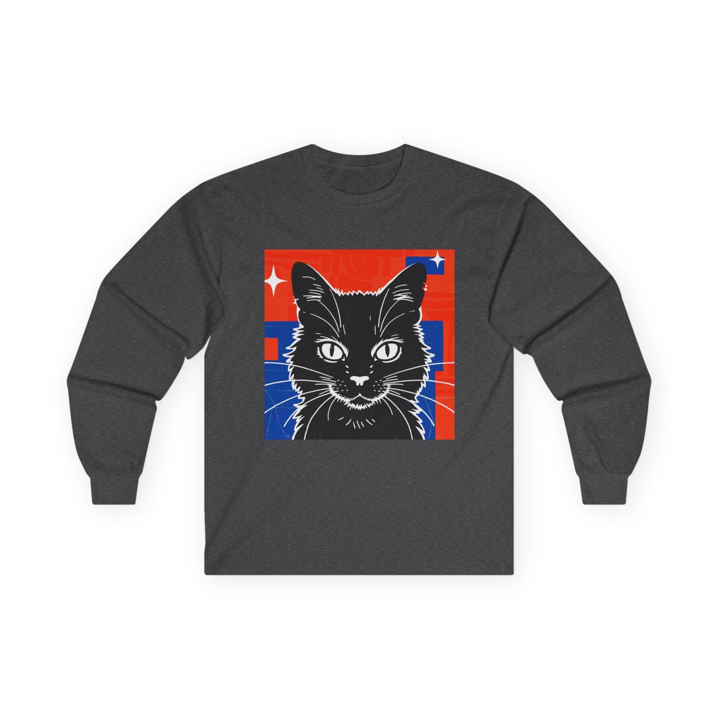 Vintage Cat Graphic Long Sleeve Tee style 1, Perfect for Cat Lovers, Cozy Casual Wear, Gift for Pet Parents, Unisex Apparel