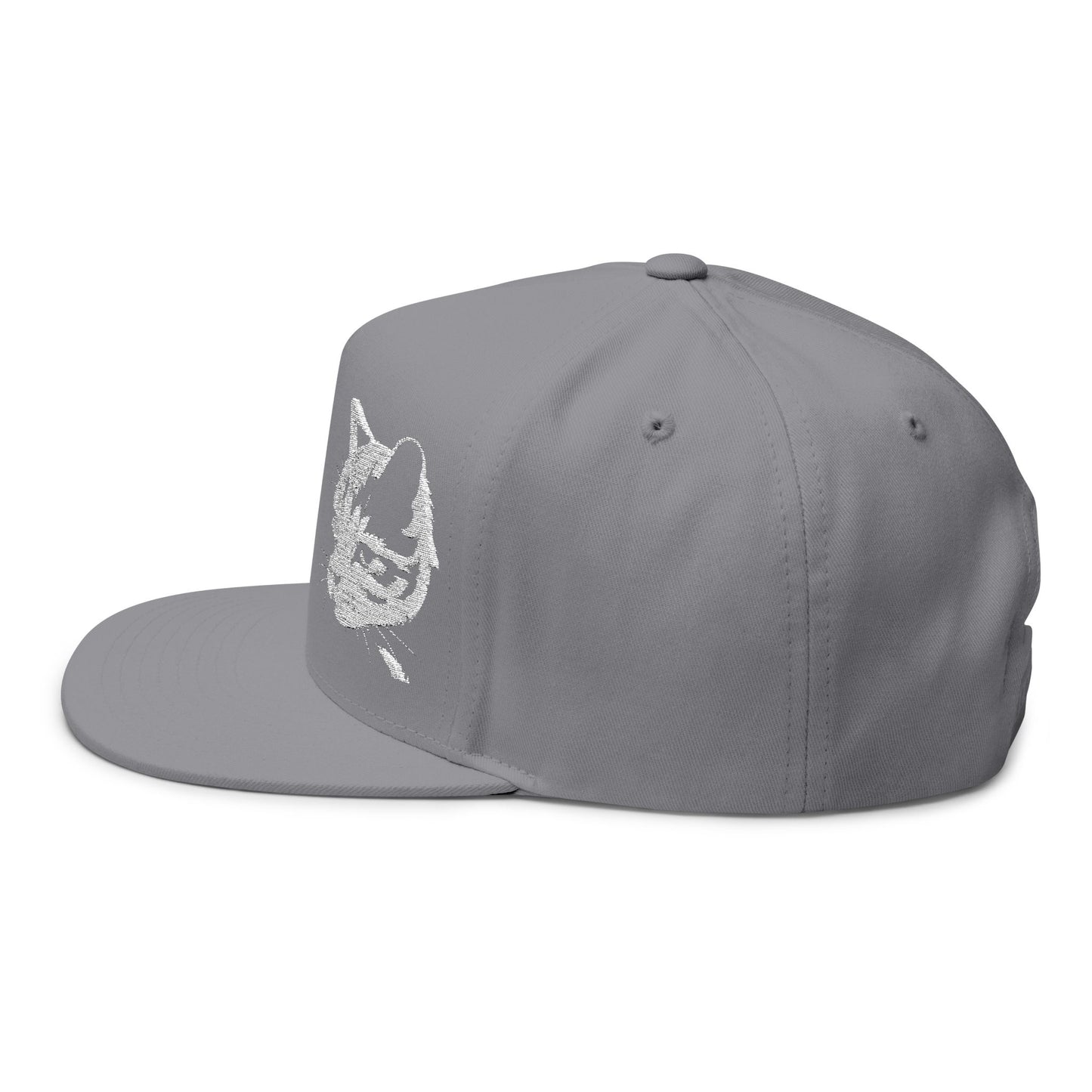 Cat Embroidered Flat Bill Cap style 1, Funny Cat Hat, Adjustable Snapback, Gifts for Cat Lovers, Unique Cat Apparel
