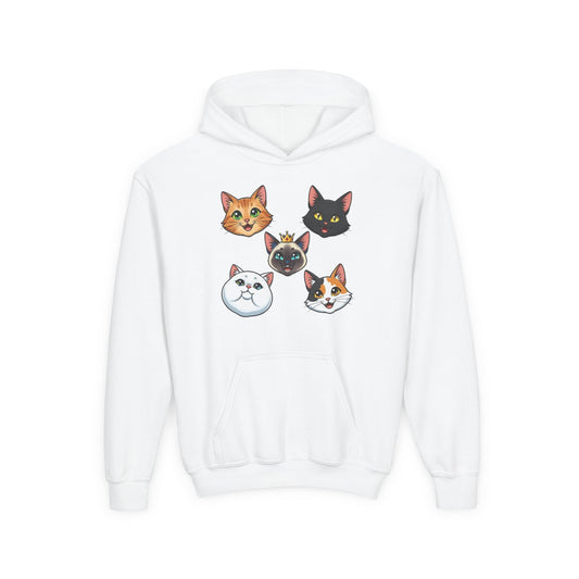 Fun Cat Heads Unisex Youth & Kids Heavy Blend Hoodie