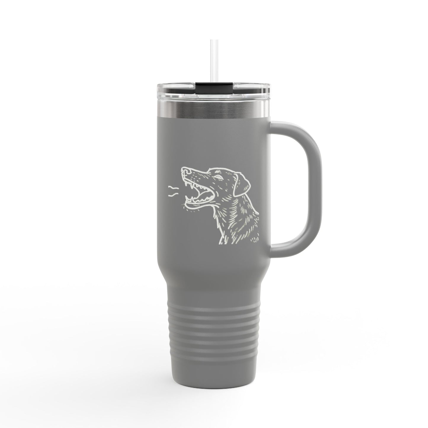 Barking Dog Travel Mug, Insulated Coffee Cup, Dog Lover Gift, For Outdoor Adventures, 40oz Red Drinkware
