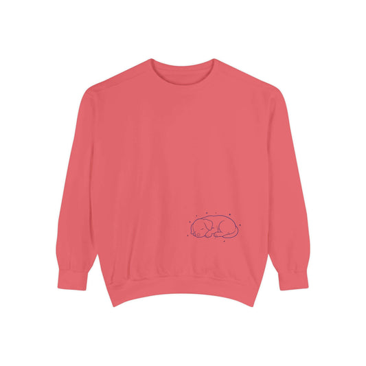 Sleeping dog shadow Cozy Graphic Unisex Crewneck Sweatshirt - Blue