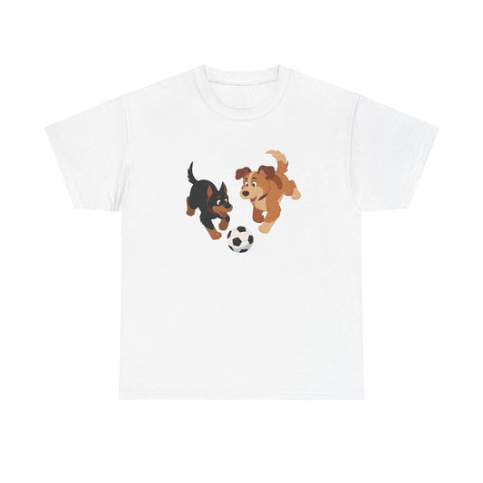 Playful Puppy Soccer Unisex Heavy Cotton T-Shirt