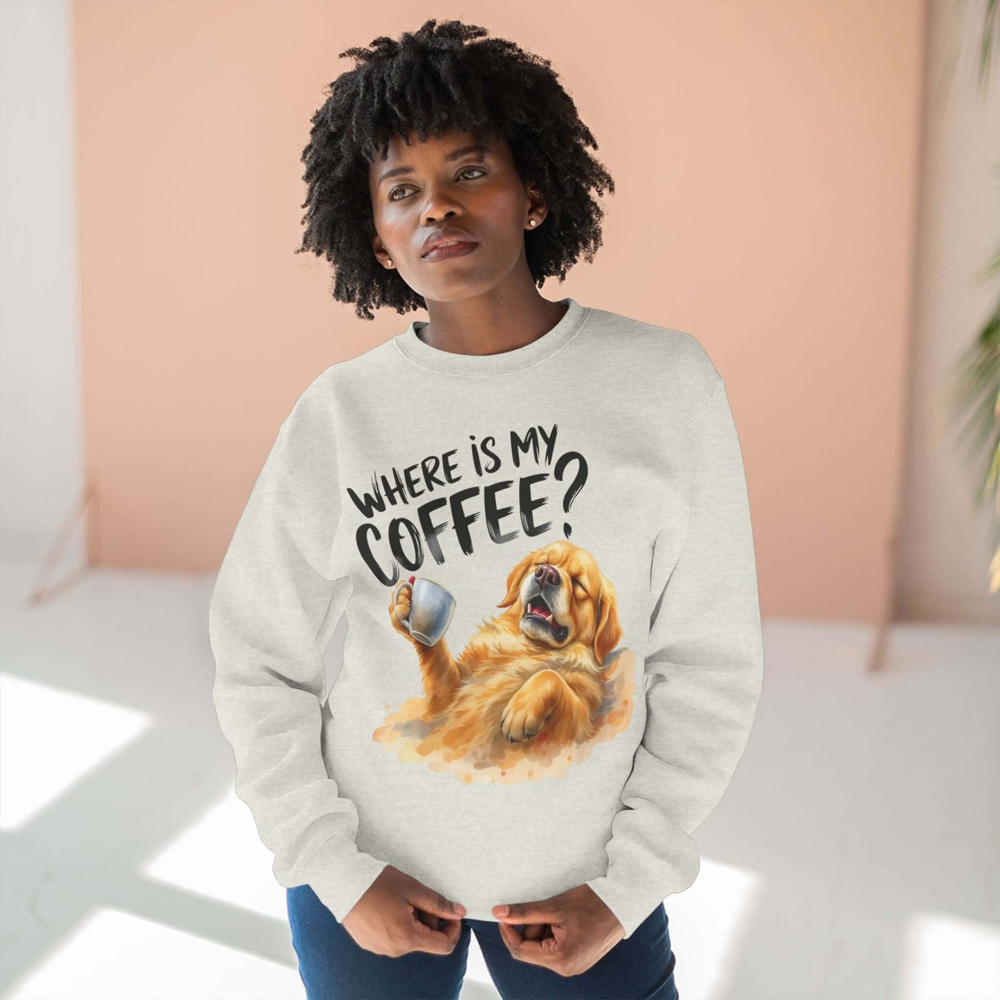 Where is my coffee Dog Watercolor Unisex Crewneck Sweatshirt style 2