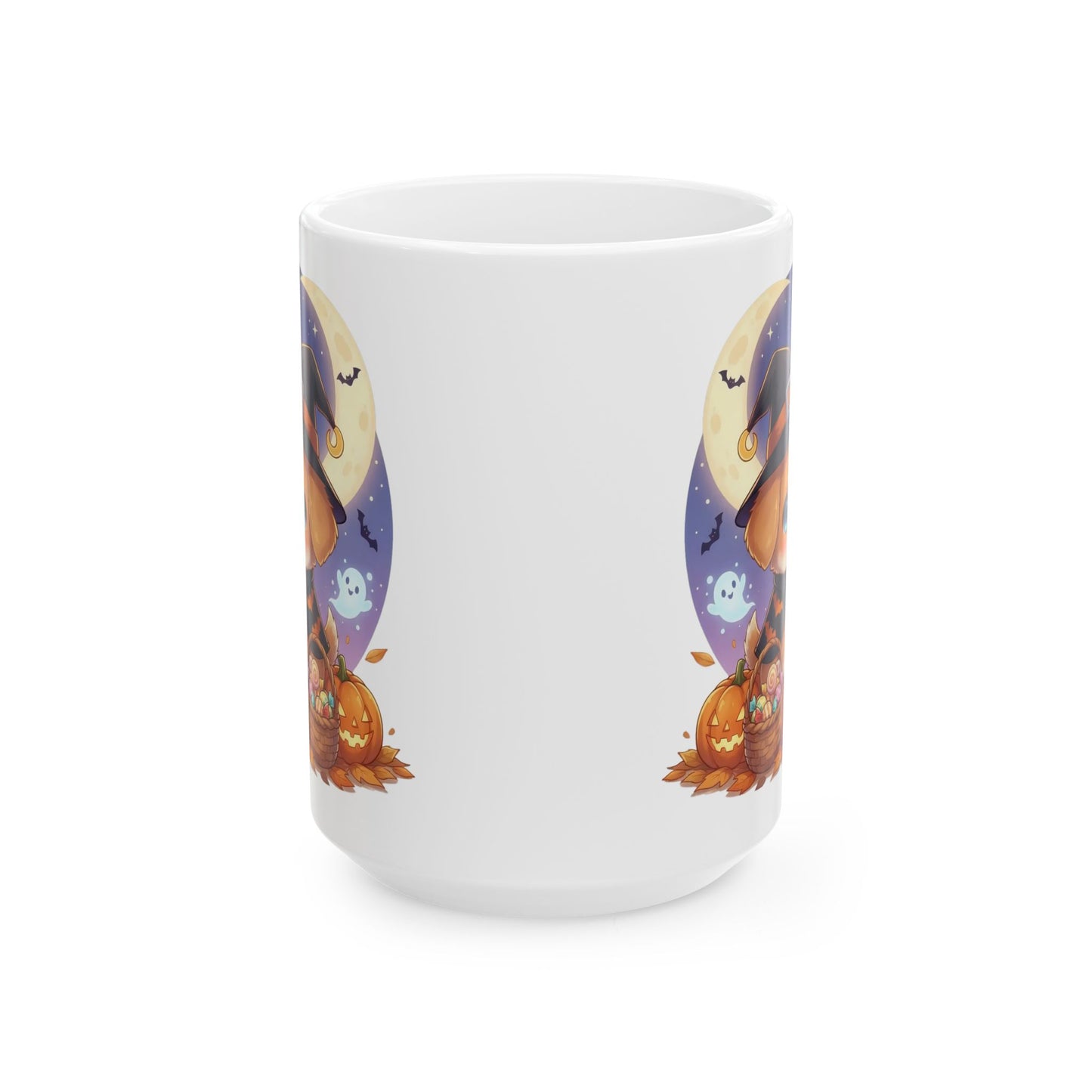 Halloween Themed style 1 Ceramic Mug, Cozy Fall Coffee Cup, Ghosts & Pumpkins Design, Seasonal Gift, Spooky Mug for Halloween Celebrations