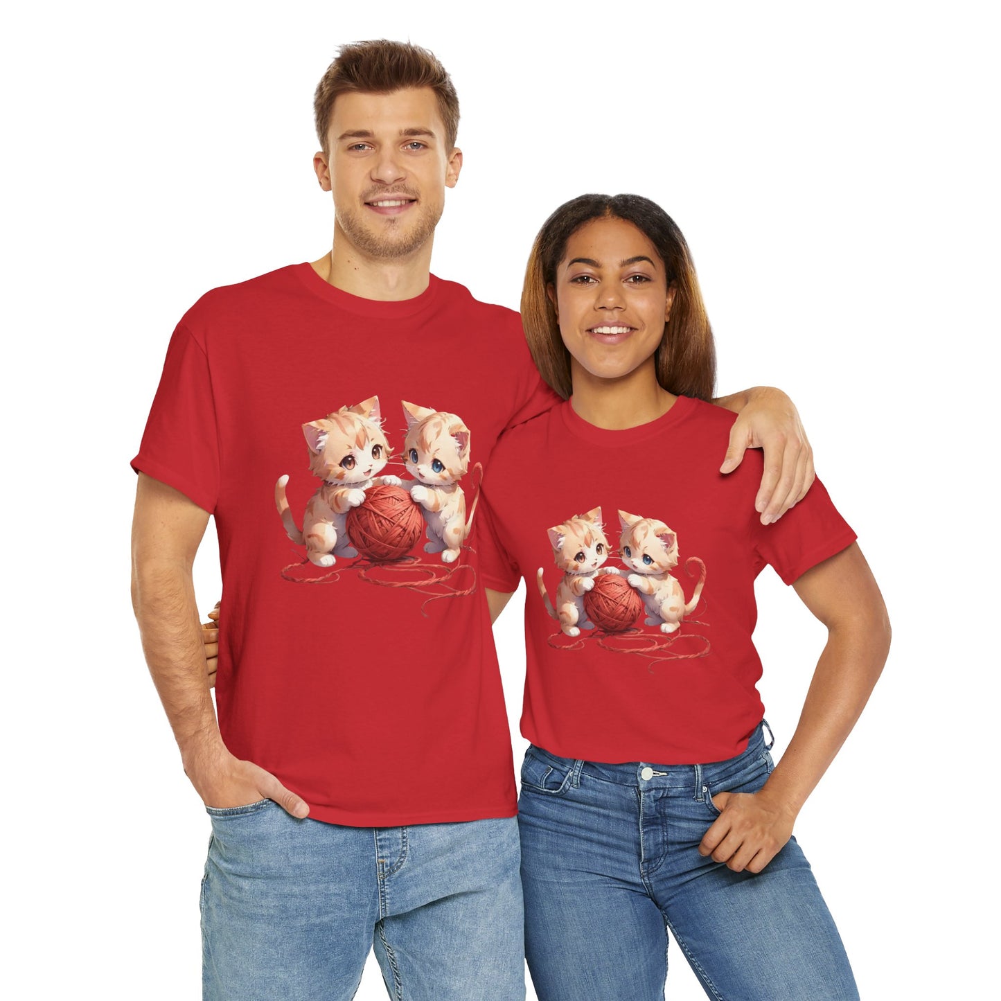 Playful Cats Ball of Yarn Unisex Tee - Cute Cat T-Shirt for Pet Lovers, Cat Owners, Sports Enthusiasts, Gifts for Animal Lovers, Casual Everyday Wear