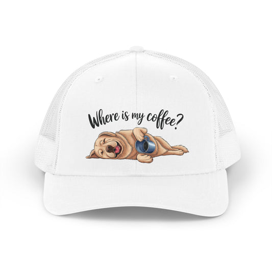 Where Is My Coffee? Sleeping dog Retro Cap Trucker Hat