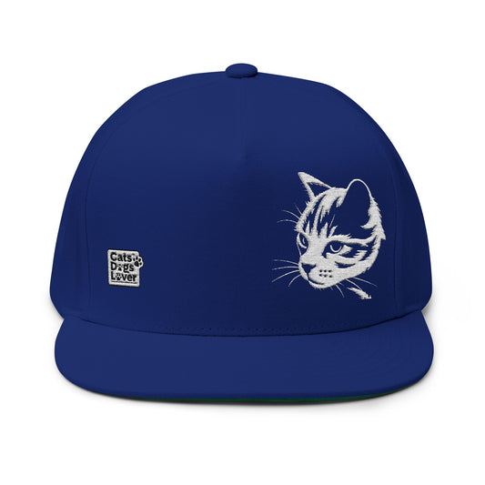 Embroidered Cat Head Multi Colors Flat Bill Cap style 1