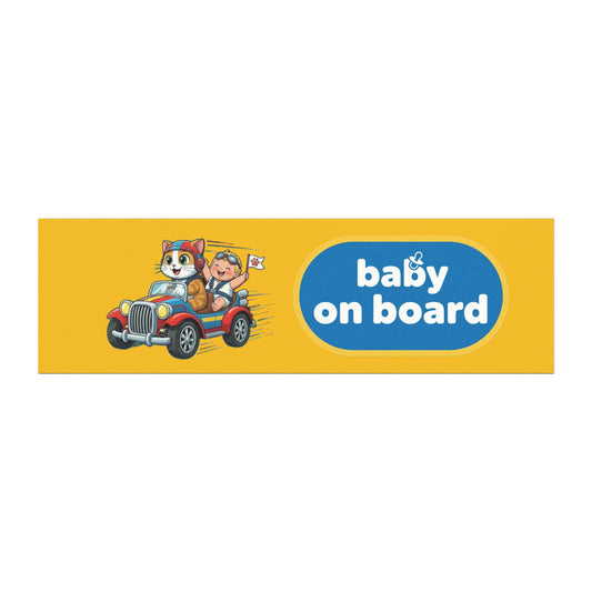 Adorable Cat Driving Baby on Board Car Magnet