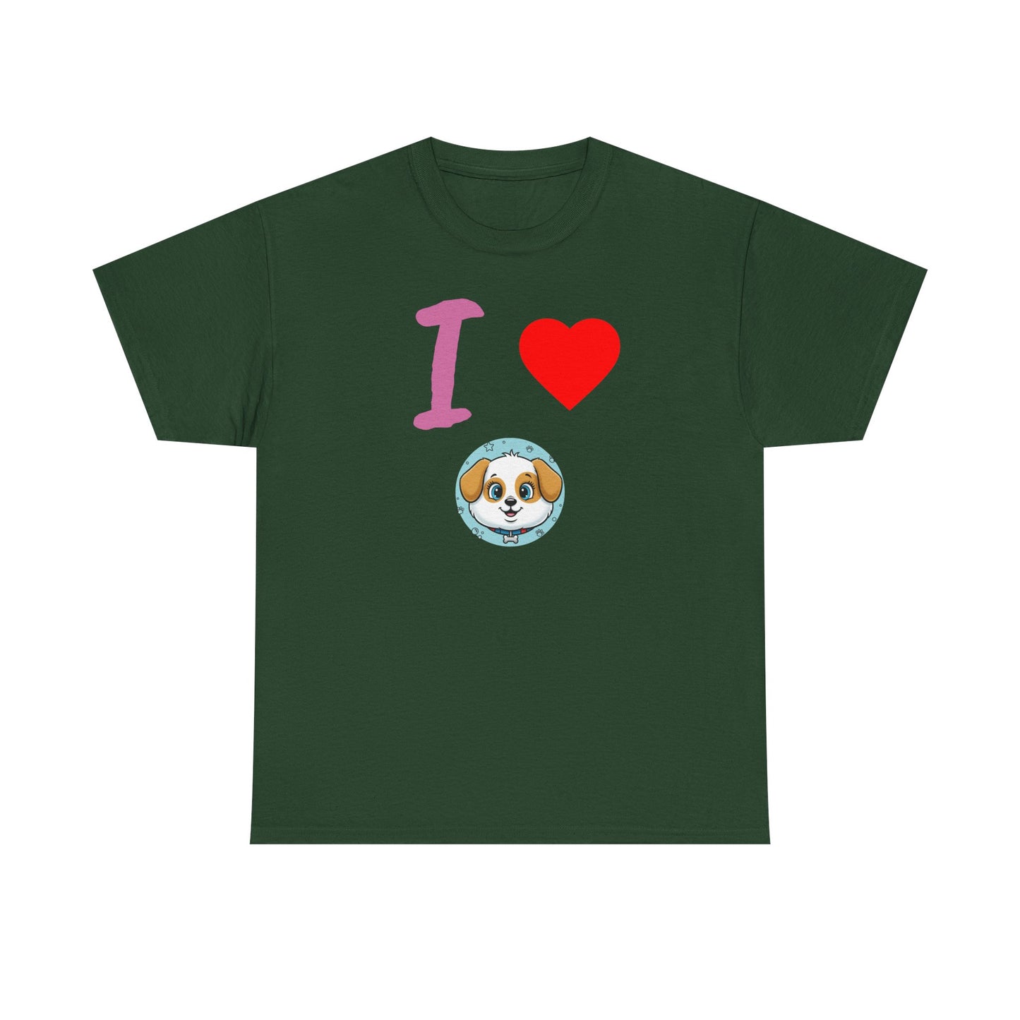I Love Dogs in Love Unisex Tee - Cute Dog T-Shirt for Pet Lovers, Dog Owners, Sports Enthusiasts, Gifts for Animal Lovers, Casual Everyday Wear