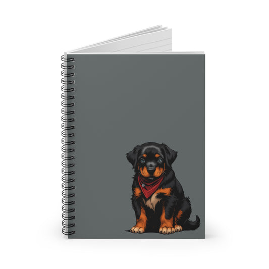Cute Black Dog Spiral Notebook Dark Grey Color