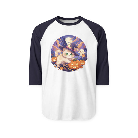Halloween Cute Kitten Anime Unisex Raglan Shirt style 5