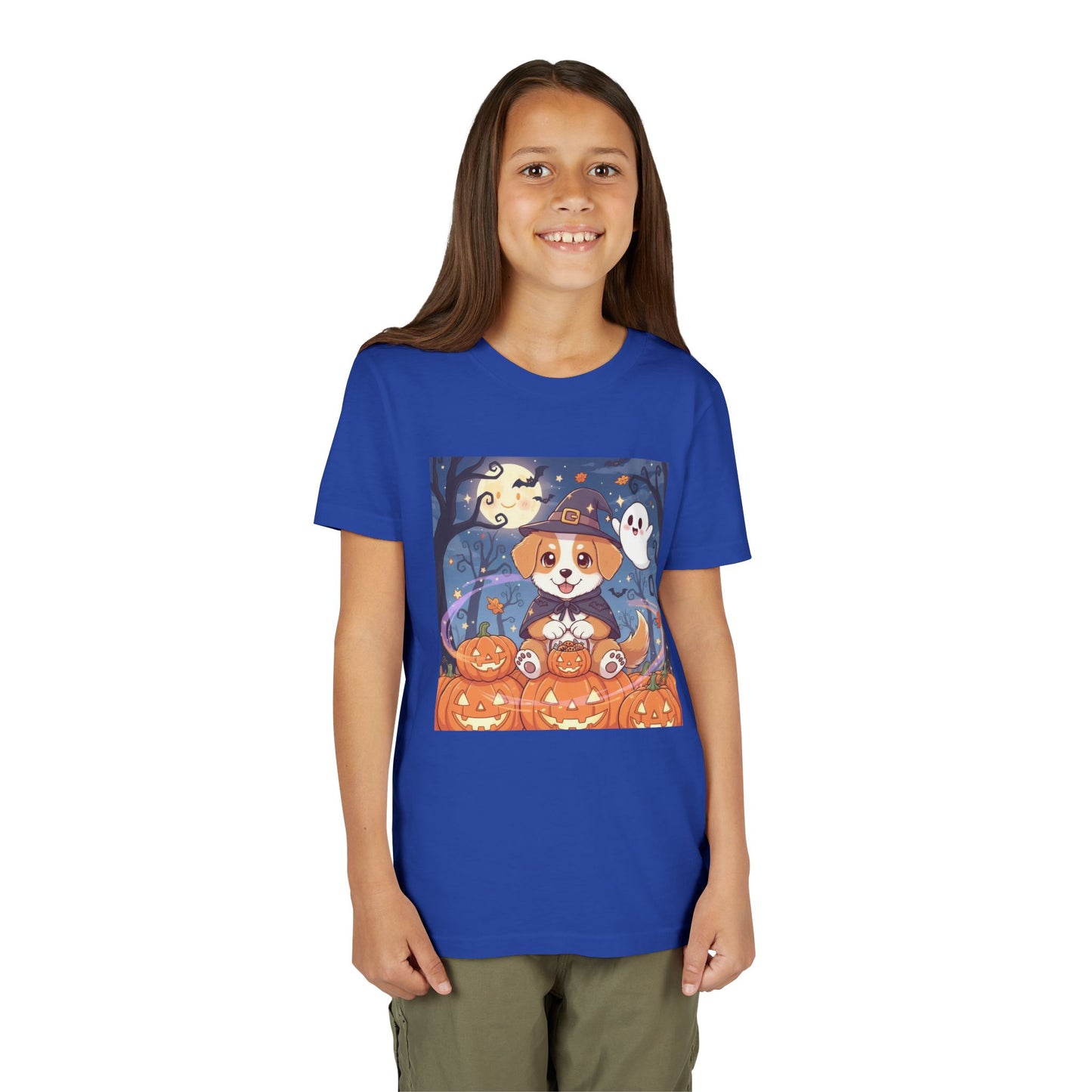 Halloween cute puppy anime style 3 Youth Tee, Short Sleeve T-Shirt, Kids Halloween Apparel, Cute Dog Tee, Fall Outfit for Children