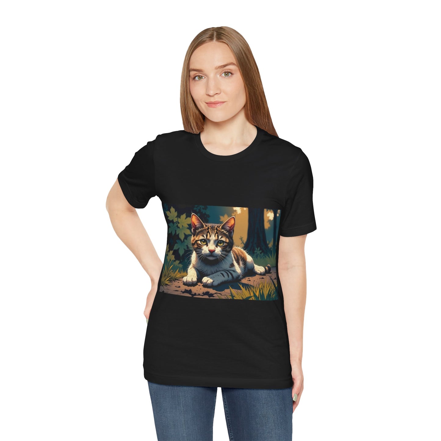 Cool Cat Graphic Tee style 2 - Unisex Jersey Short Sleeve Tee, Cat Lover Gift, Cute Cat T-Shirt, Casual Wear, Pet Owner Apparel