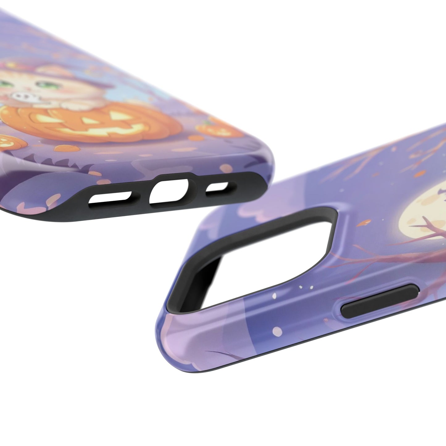 Halloween cute kitten anime style 1 Magnetic Phone Case, Cat Lover Gift, Impact-Resistant iPhone Case, Funny Pet Accessory, Unique Animal Design