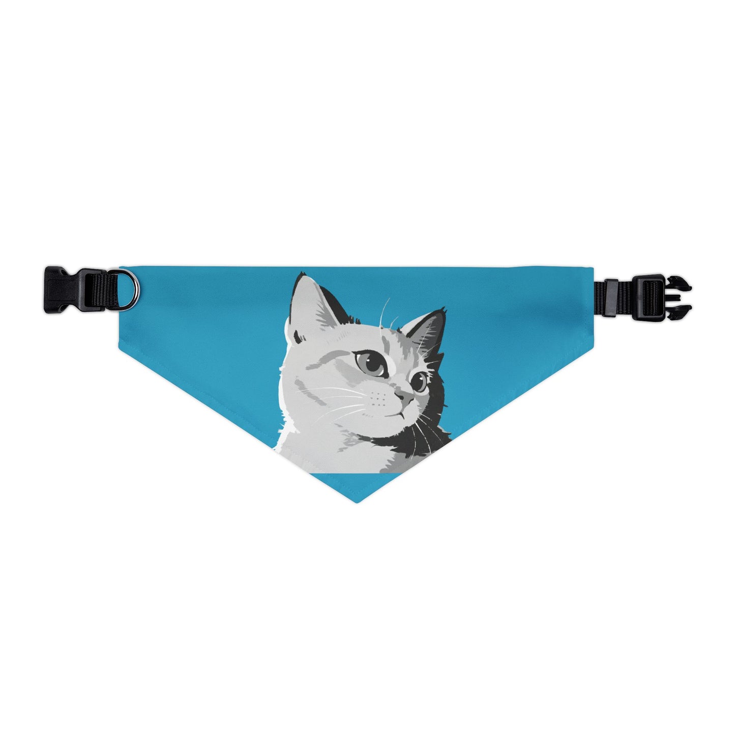 Turquoise Cat head Bandana Collar for Cats and Dogs, Cute Pet Accessory, Cat Fashion, Cat Gift, Playful Pet Gear