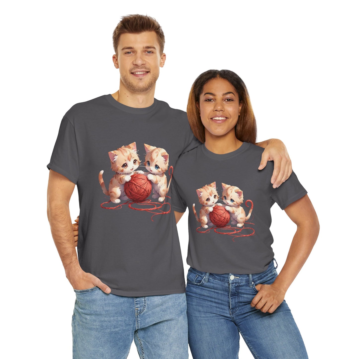 Playful Cats Ball of Yarn Unisex Tee - Cute Cat T-Shirt for Pet Lovers, Cat Owners, Sports Enthusiasts, Gifts for Animal Lovers, Casual Everyday Wear