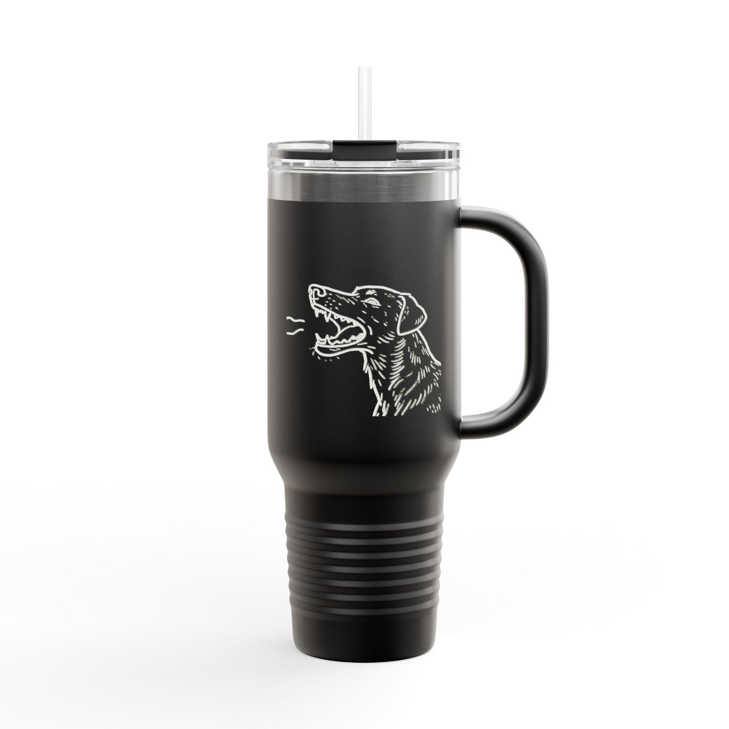 Barking Dog Travel Mug, Insulated Coffee Cup, Dog Lover Gift, For Outdoor Adventures, 40oz Red Drinkware
