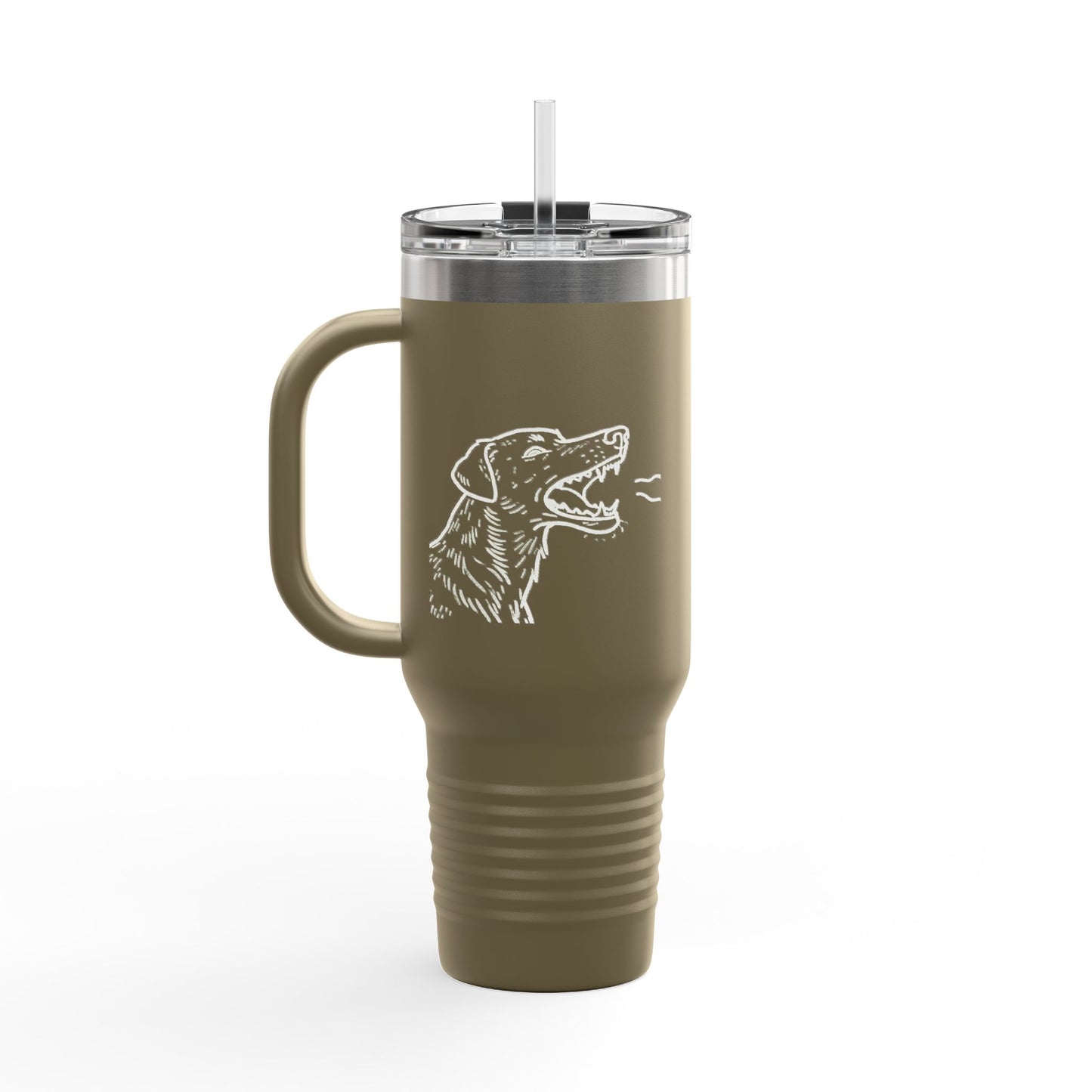 Barking Dog Travel Mug, Insulated Coffee Cup, Dog Lover Gift, For Outdoor Adventures, 40oz Red Drinkware
