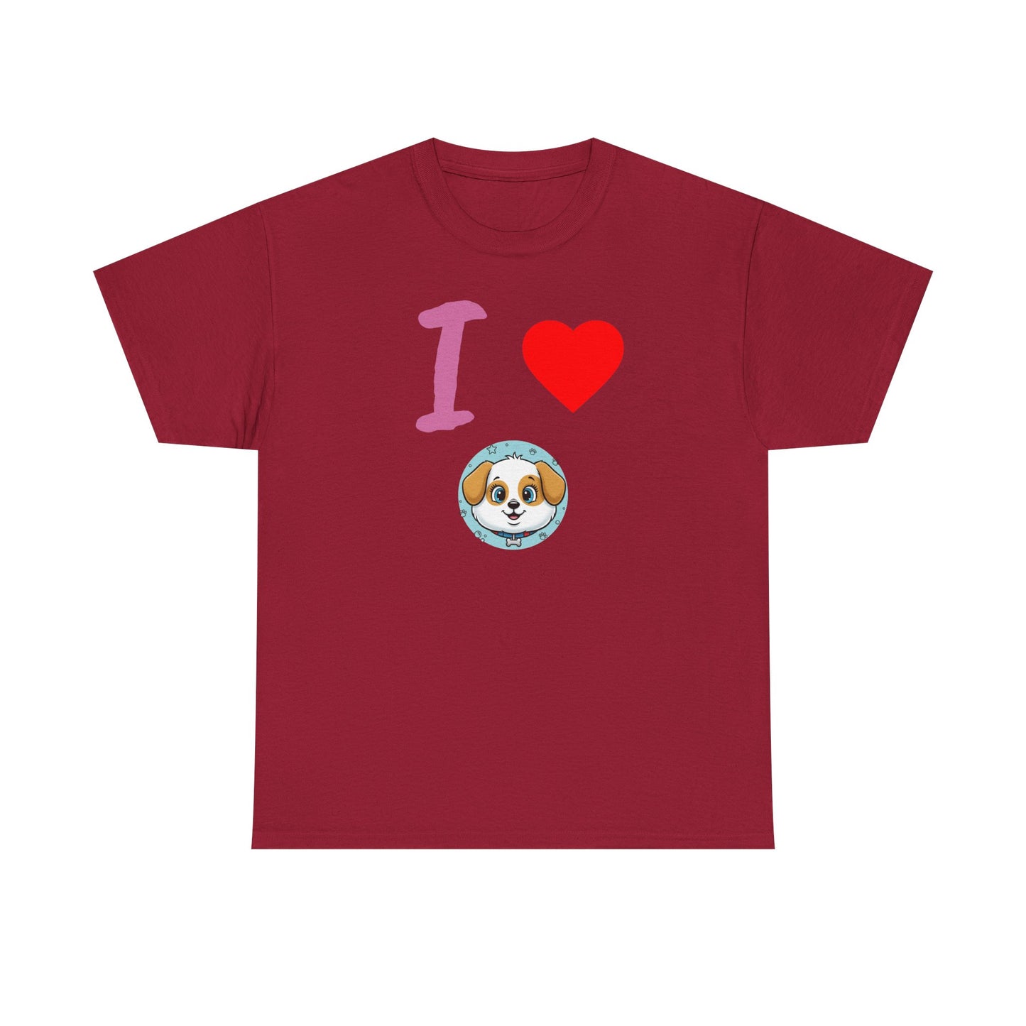 I Love Dogs in Love Unisex Tee - Cute Dog T-Shirt for Pet Lovers, Dog Owners, Sports Enthusiasts, Gifts for Animal Lovers, Casual Everyday Wear