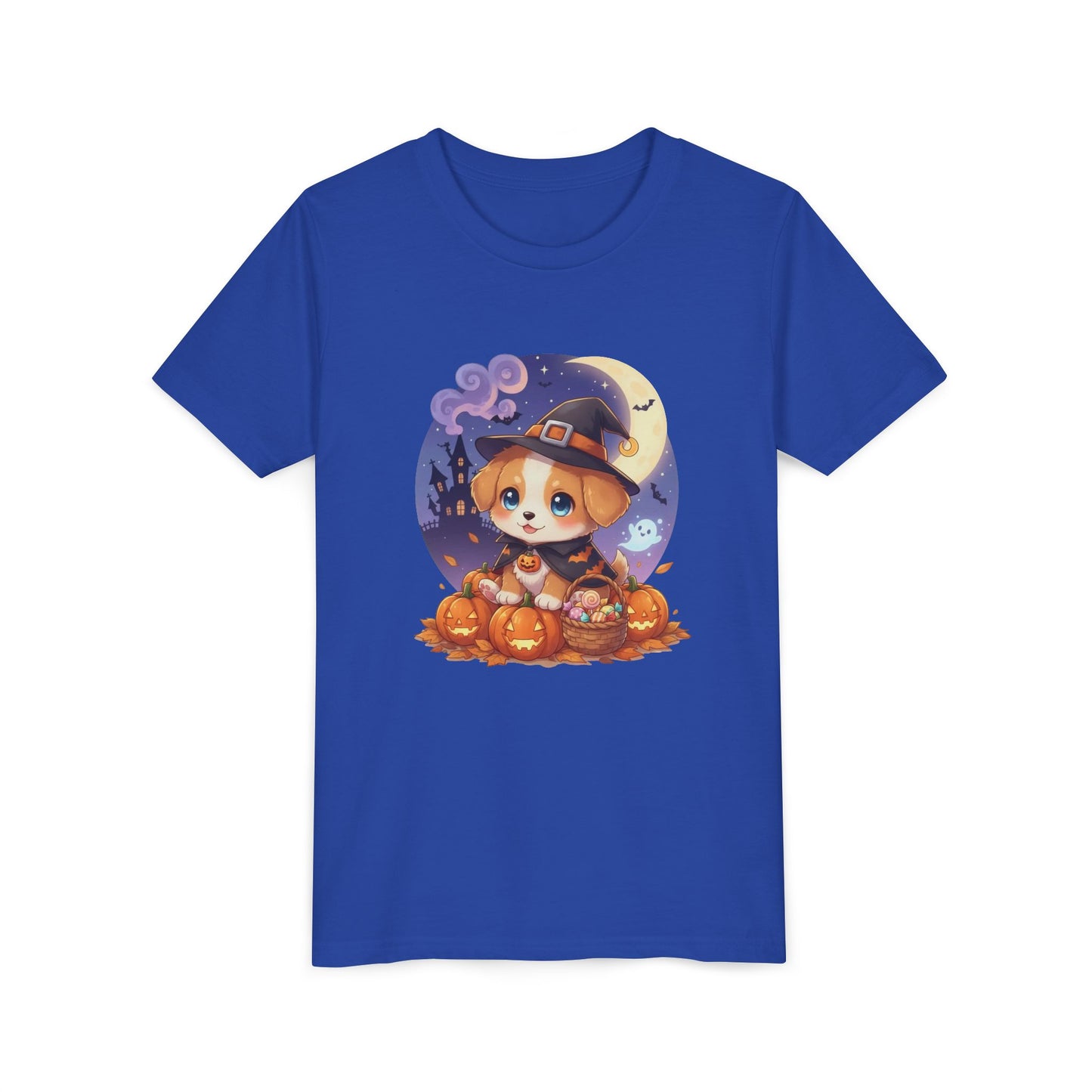 Halloween cute puppy anime style 5 Youth Tee, Short Sleeve T-Shirt, Kids Halloween Apparel, Cute Dog Tee, Fall Outfit for Children