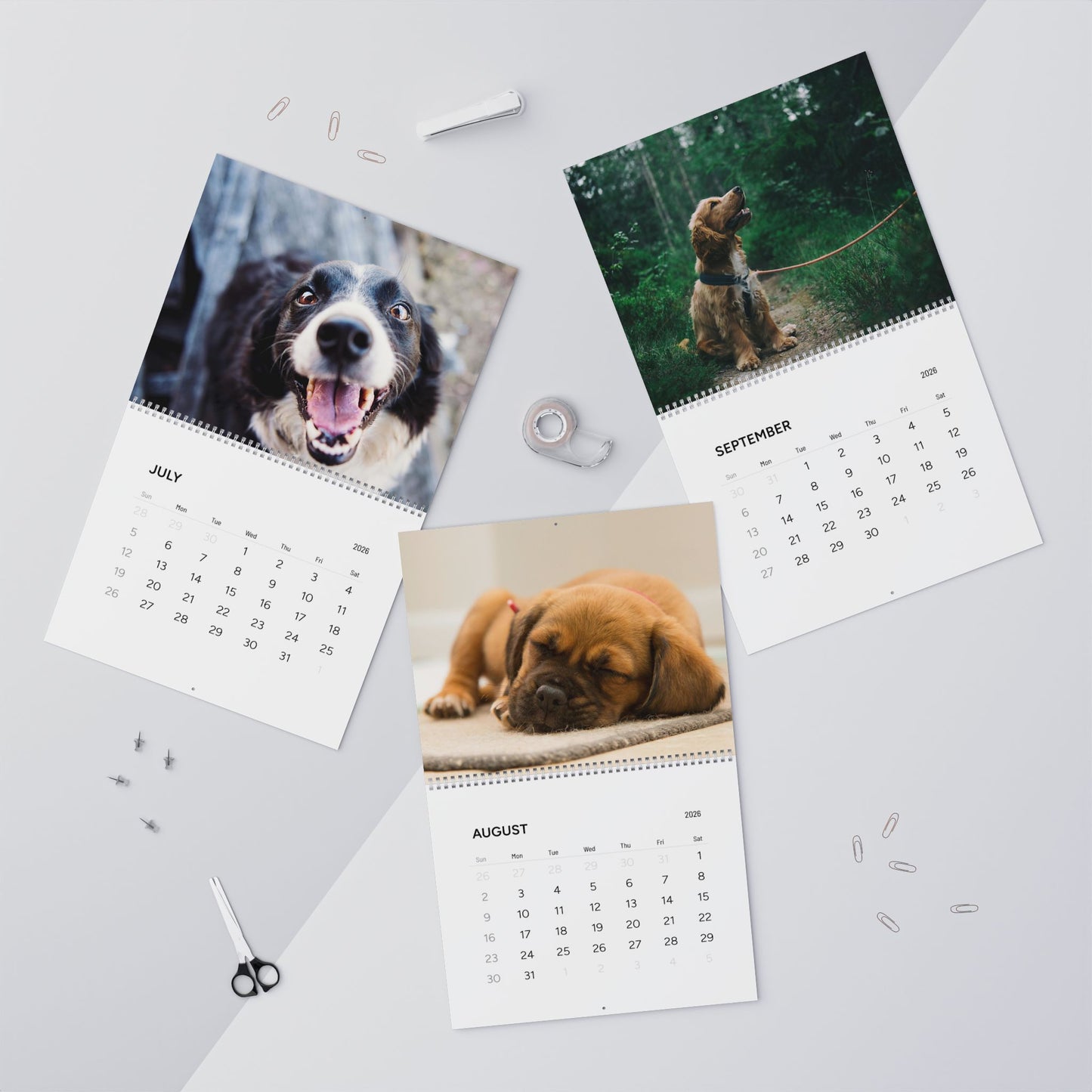 2026 Dog Wall Calendar, Cute Puppy Theme, Animal Lover Gift, Pet Lover Wall Decor, Monthly Planner