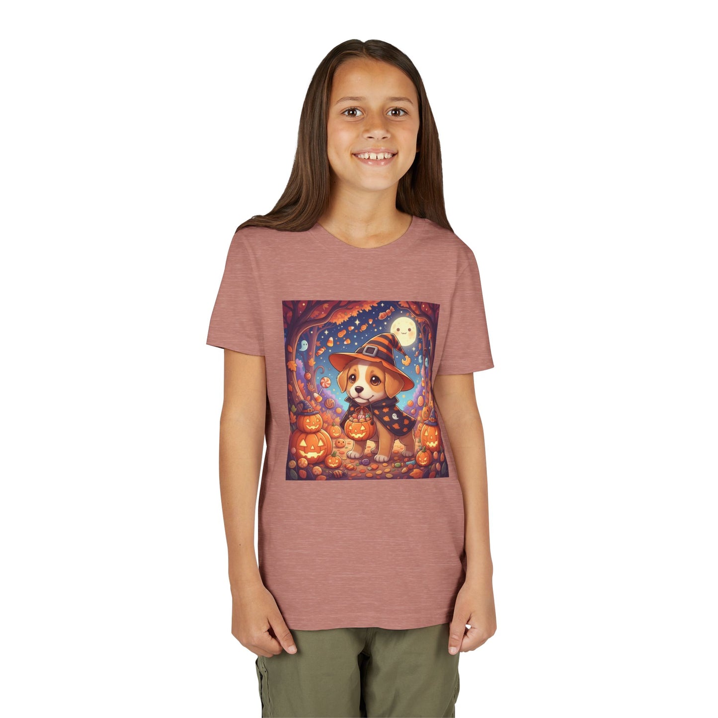 Halloween cute puppy anime style 1 Youth Tee, Short Sleeve T-Shirt, Kids Halloween Apparel, Cute Dog Tee, Fall Outfit for Children