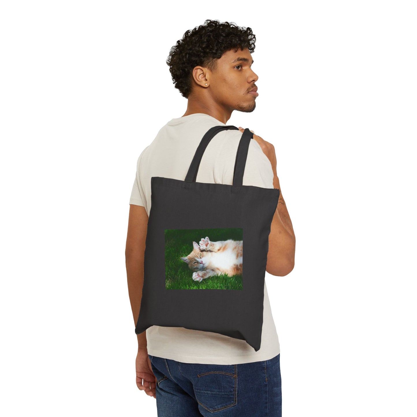 Cozy Cat Cotton Canvas Tote Bag, Pet Lover Gift, Eco-Friendly Shopping Bag, Cute Cat Art, Everyday Use, Cat Parent Essentials