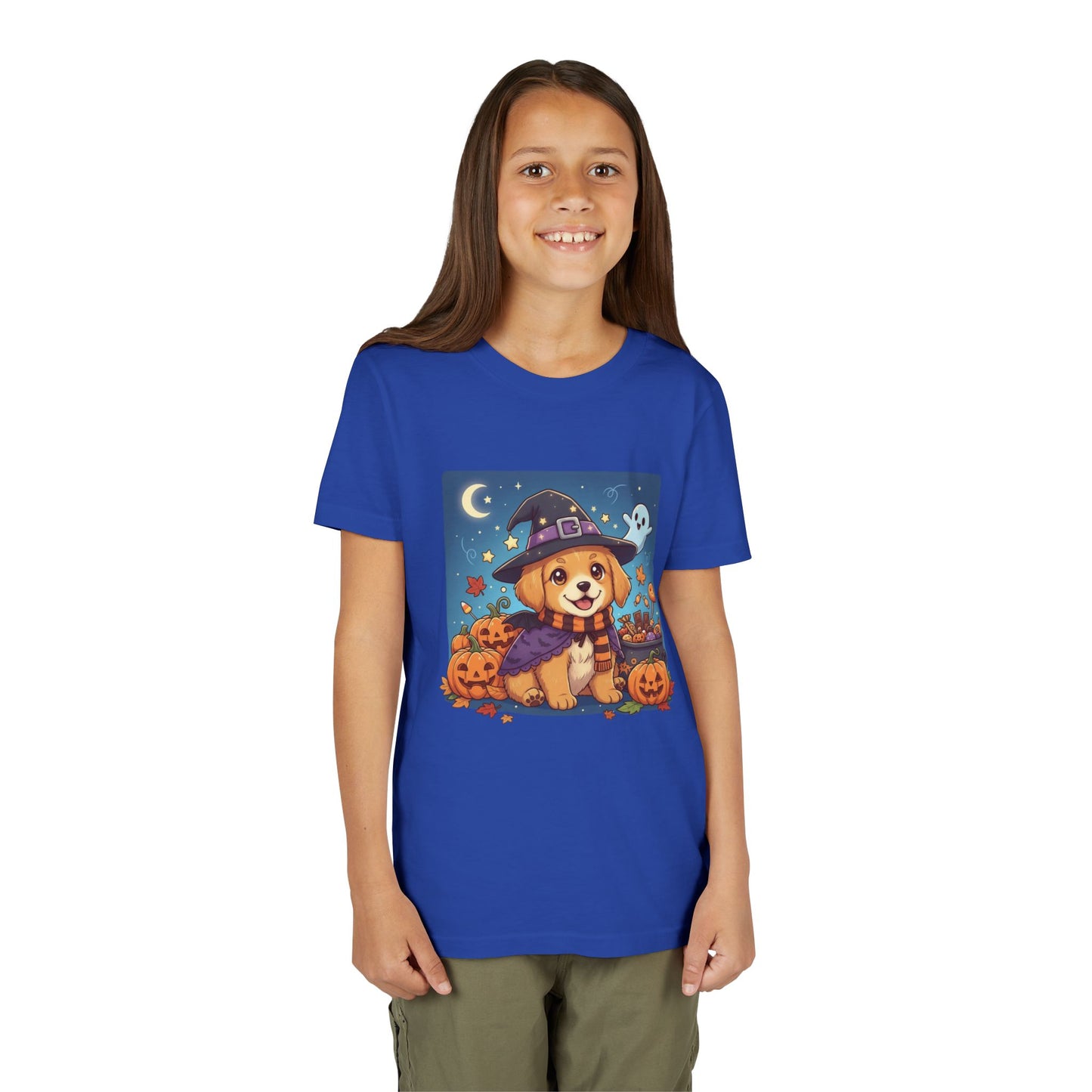 Halloween cute puppy anime style 6 Youth Tee, Short Sleeve T-Shirt, Kids Halloween Apparel, Cute Dog Tee, Fall Outfit for Children