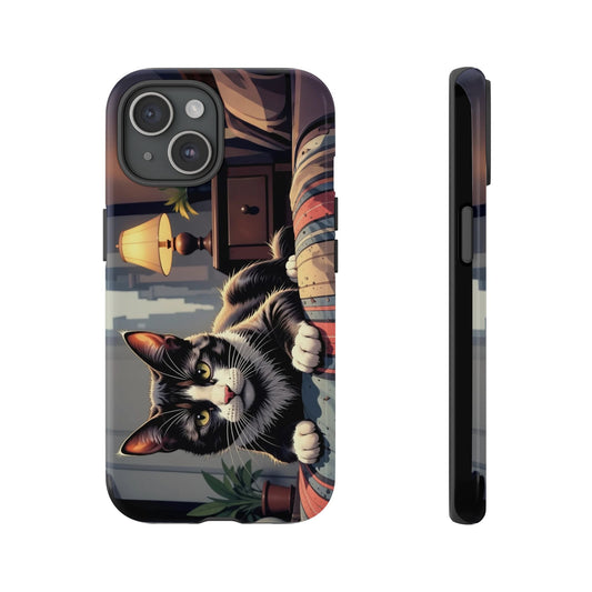 Comic Cat Graphic Apple iPhone & Samsung Galaxy Tough Case