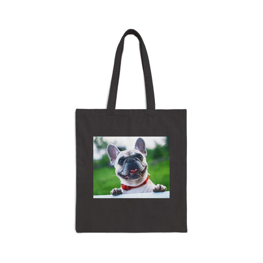 Puppy on Fence Photo Eco-Friendly Cotton Canvas Tote Bag