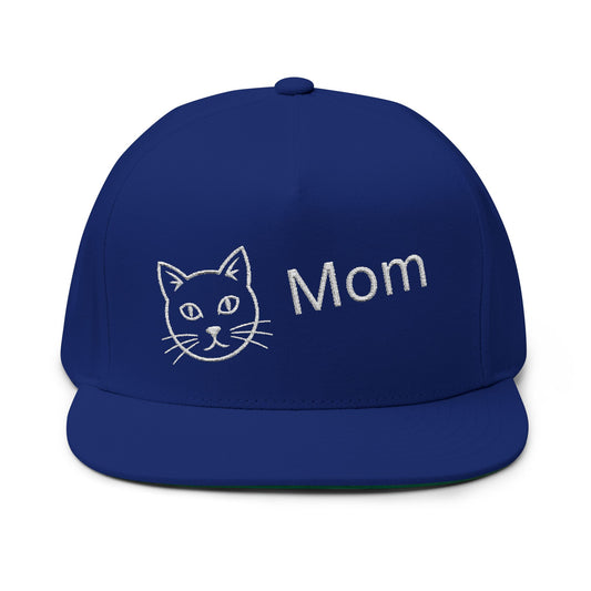 Stylish Embroidered Cat Mom Flat Bill Cap style 2