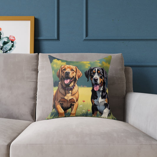 Square Dogs Art Pillow style 2 Home Decor