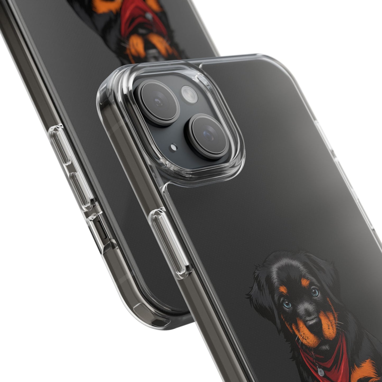 Rottweiler Dog Clear Phone Case, Impact-Resistant Phone Case, Dog Lover Gift, Pet Artwork, Cute Dog Accessory