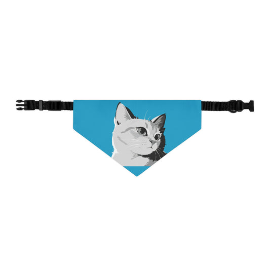Cat head Bandana Collar Cats and Dogs Accessory Turquoise