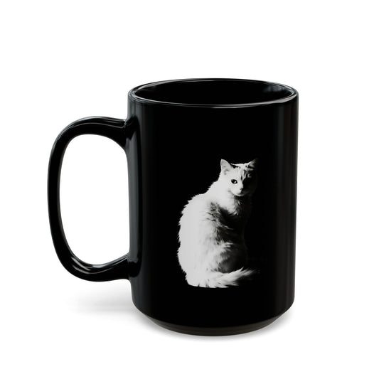 Elegant Black Cat Minimalist Style Coffee Mug 11oz 15oz