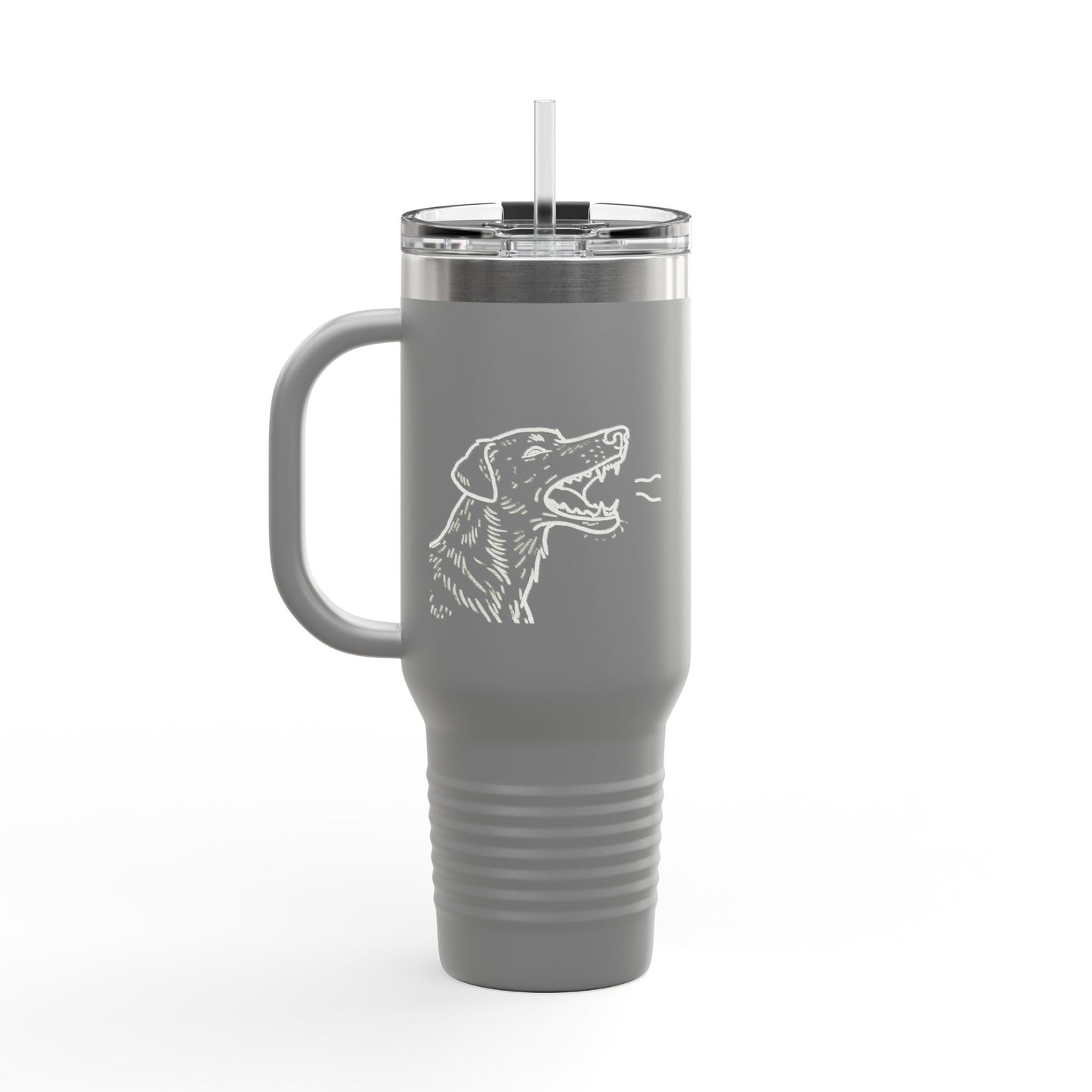 Barking Dog Travel Mug, Insulated Coffee Cup, Dog Lover Gift, For Outdoor Adventures, 40oz Red Drinkware