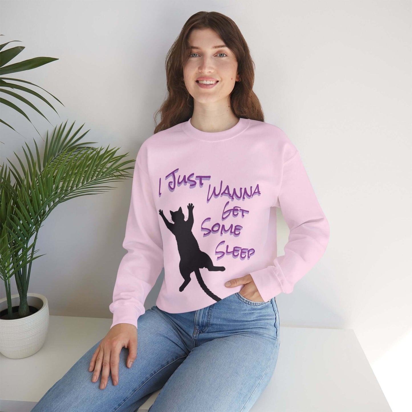 I Just Wanna Get Some Sleep Cat Graphic Unisex Crewneck Sweatshirt