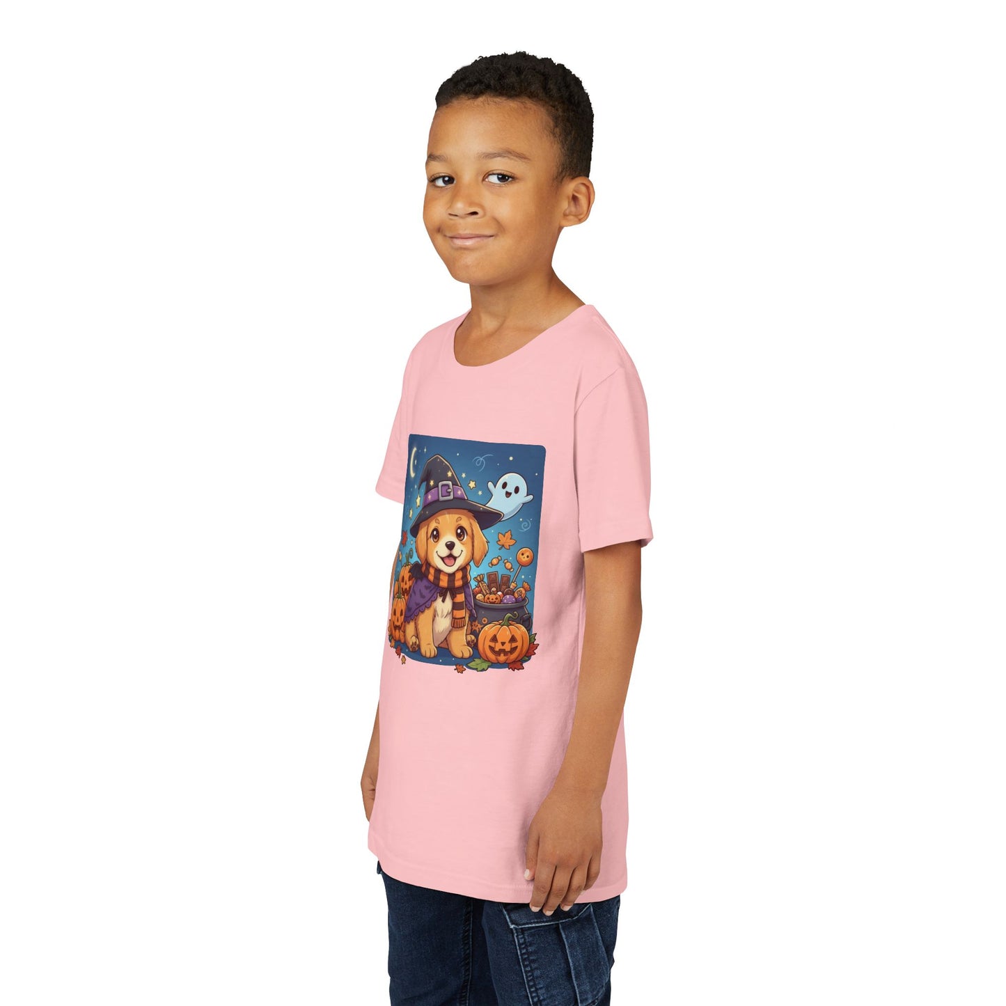 Halloween cute puppy anime style 6 Youth Tee, Short Sleeve T-Shirt, Kids Halloween Apparel, Cute Dog Tee, Fall Outfit for Children