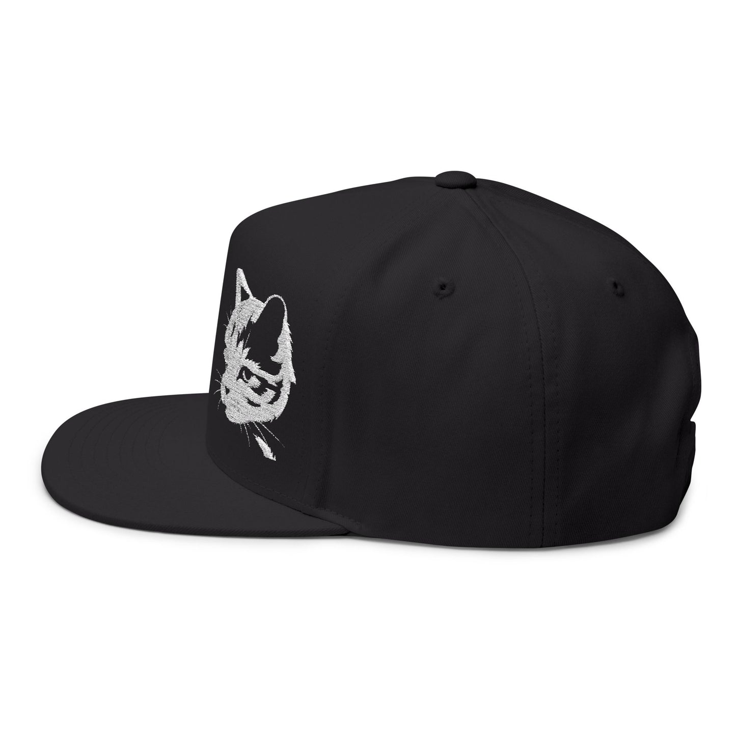 Cat Embroidered Flat Bill Cap style 1, Funny Cat Hat, Adjustable Snapback, Gifts for Cat Lovers, Unique Cat Apparel