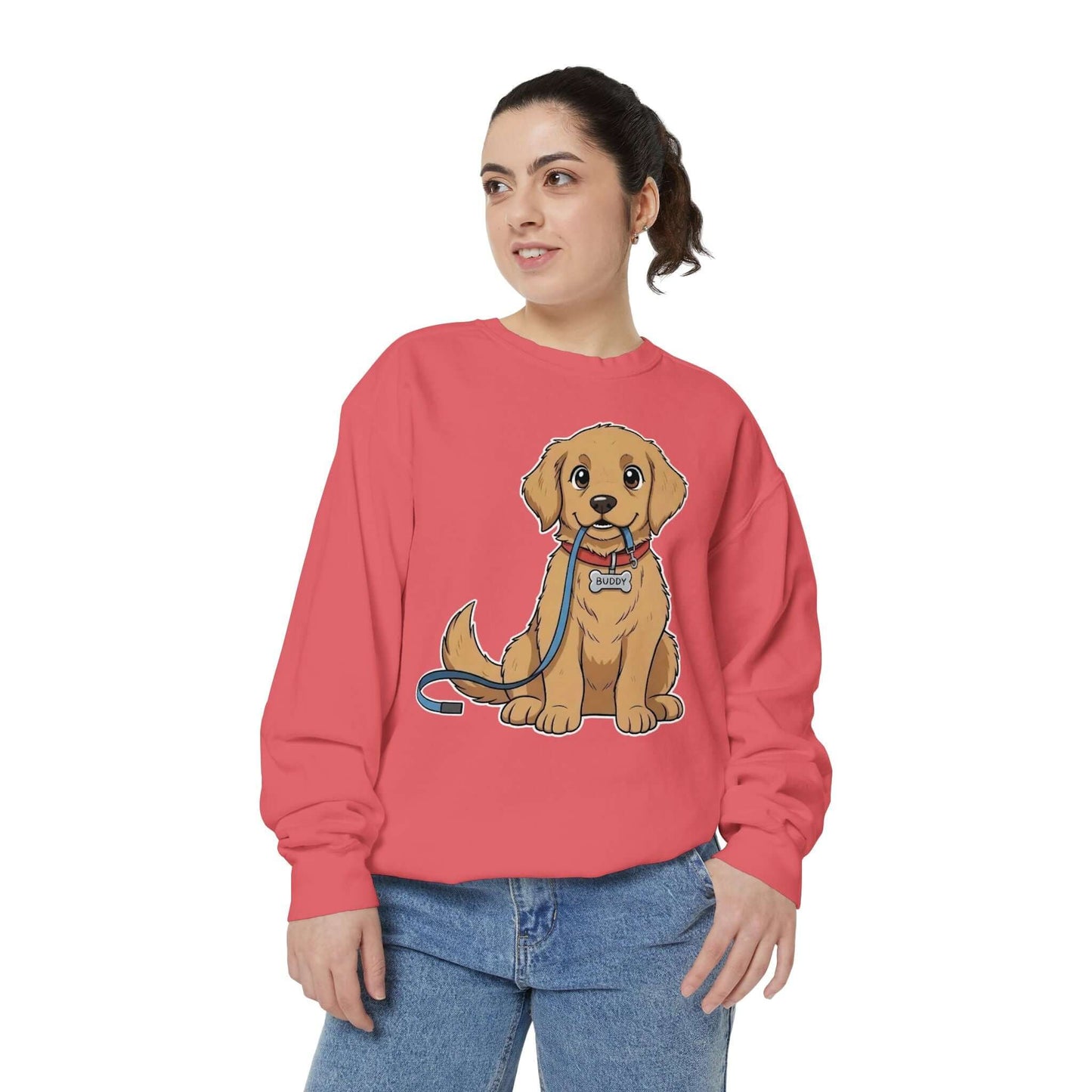 Cute Dog Walk Time Graphic Unisex Crewneck Sweatshirt style 2