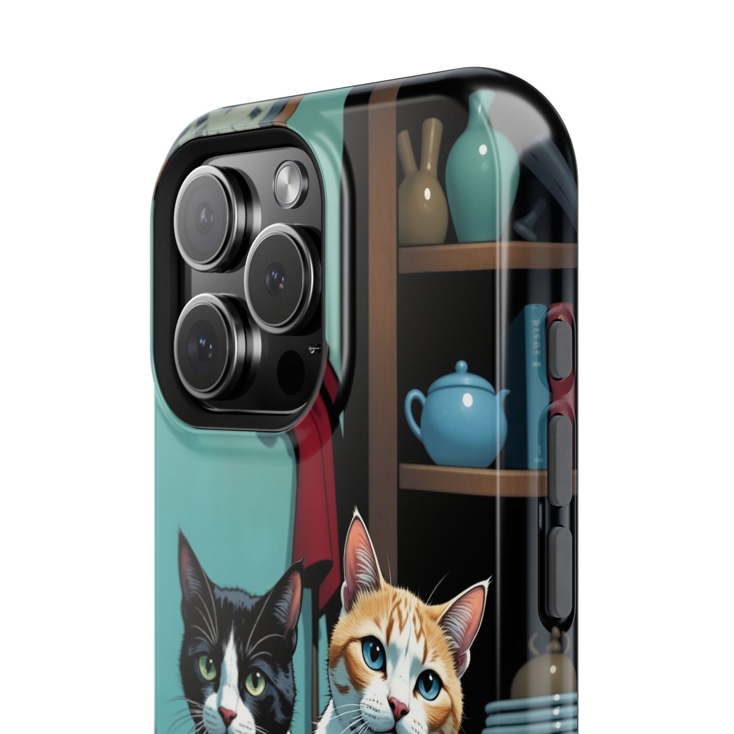 Cute Cats Magnetic Phone Case comic style 3, Cat Lover Gift, Impact-Resistant iPhone Case, Funny Pet Accessory, Unique Animal Design