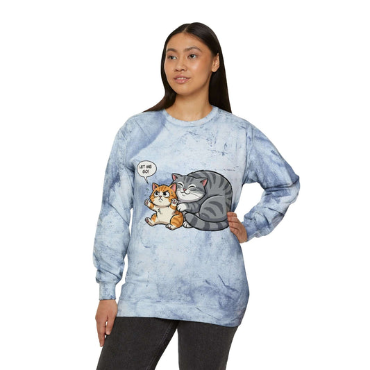 Let Me Go Cat Cozy Crewneck Sweatshirt Tie-Dye style 4