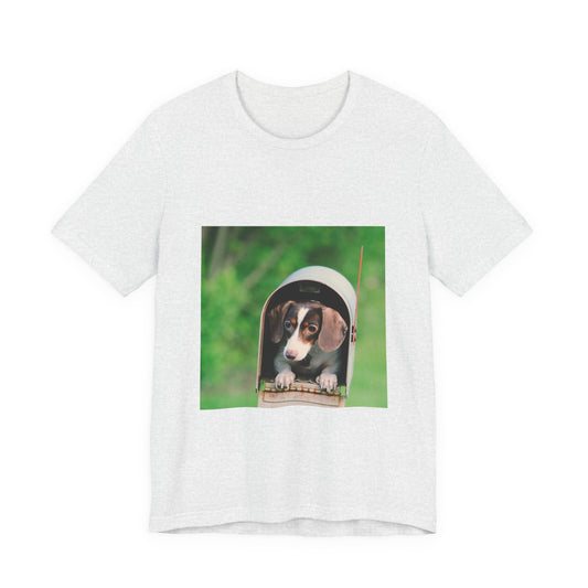 Puppy in Mailbox Photo Unisex Jersey Short Sleeve Tee