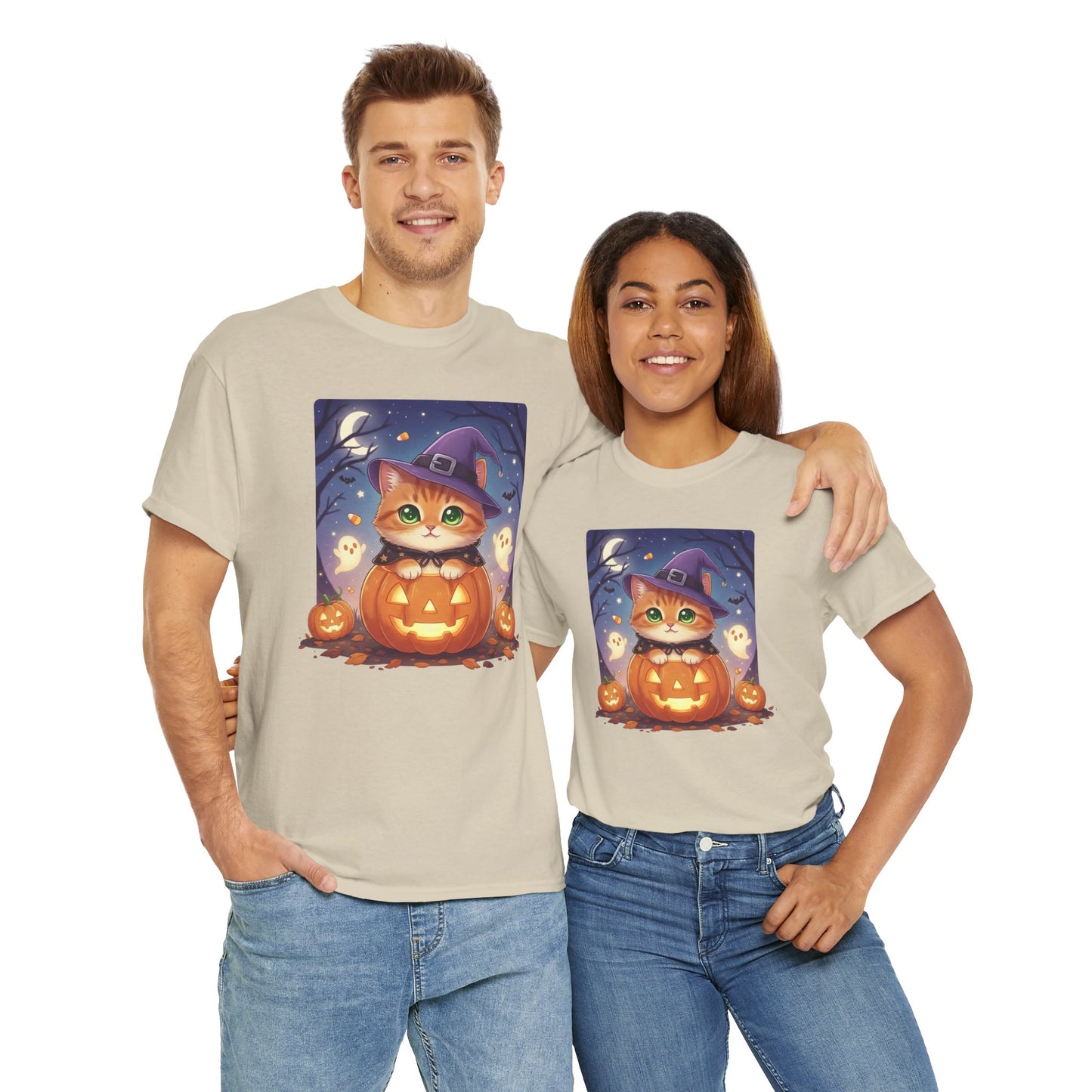 Halloween cute kitten anime style 2 Unisex Tee - Cute Cat T-Shirt for Pet Lovers, Cat Owners, Sports Enthusiasts, Gifts for Animal Lovers, Casual Everyday Wear