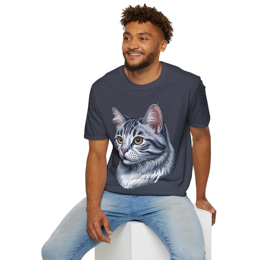 Watercolor Cat Head Unisex Cotton T-Shirt style 5
