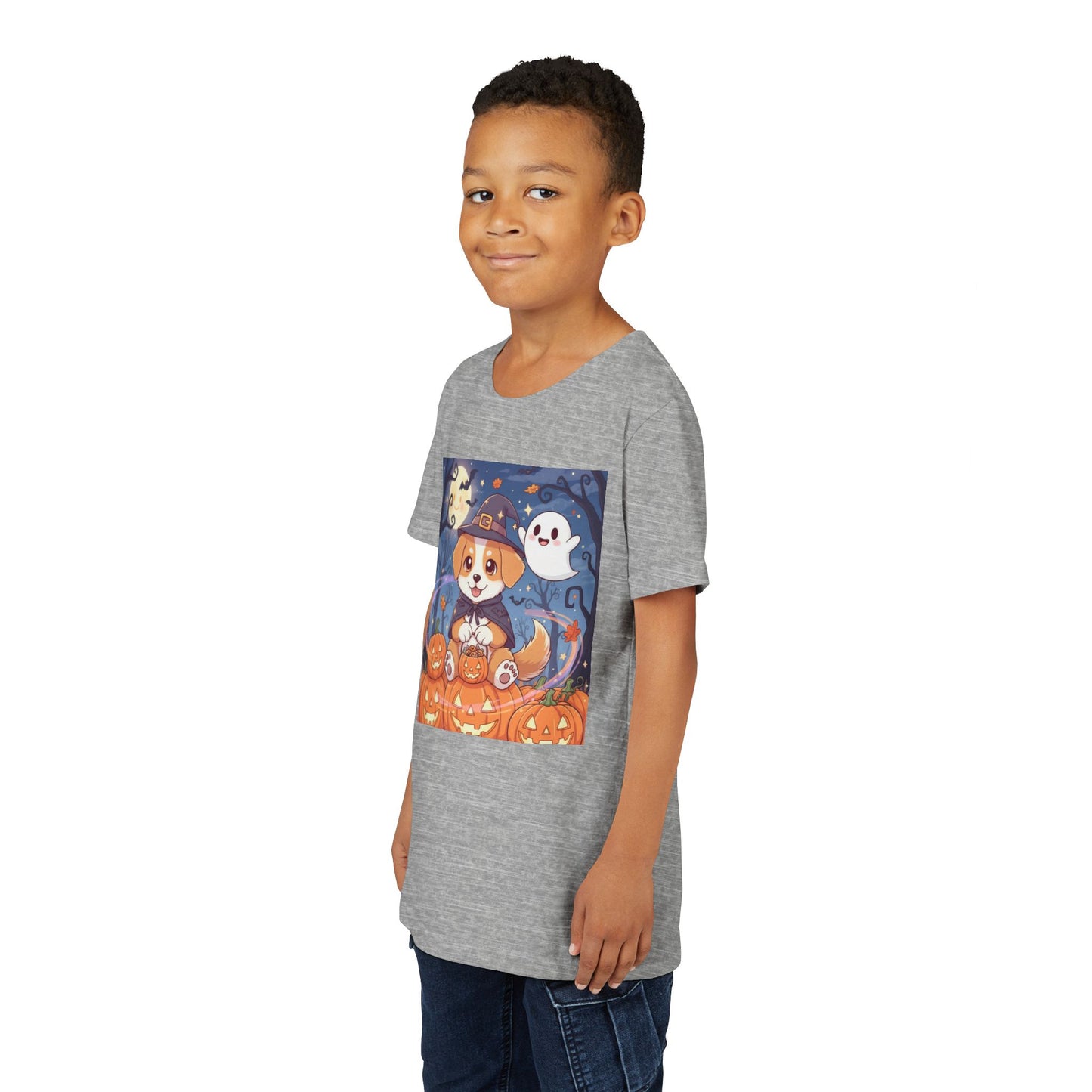 Halloween cute puppy anime style 3 Youth Tee, Short Sleeve T-Shirt, Kids Halloween Apparel, Cute Dog Tee, Fall Outfit for Children
