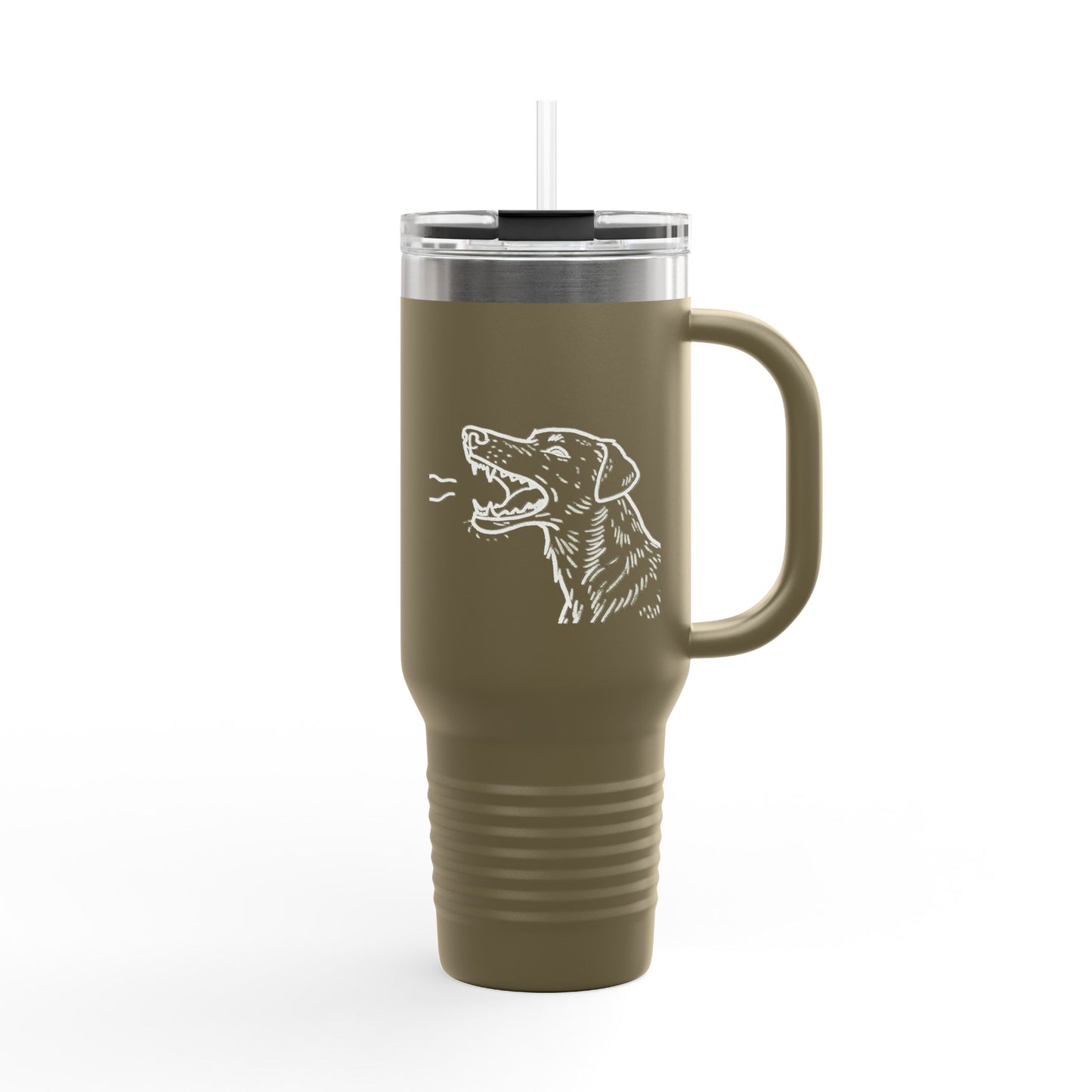 Barking Dog Travel Mug, Insulated Coffee Cup, Dog Lover Gift, For Outdoor Adventures, 40oz Red Drinkware